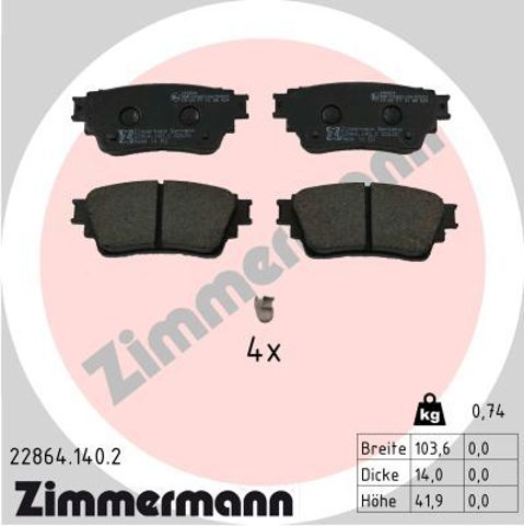 Okładziny (klocki) do hamulców tarczowych tylne Zimmermann 228641402