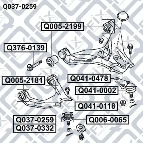 Q0370259 Q-fix Wahacz zawieszenia przedniego prawy górny
