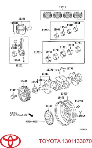 1301133070 Toyota zestaw pierścieni tłokowych do silnika, std