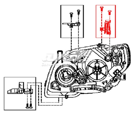 Wspornik (adapter) mocowania reflektora przedniego prawego Toyota Corolla (E15)