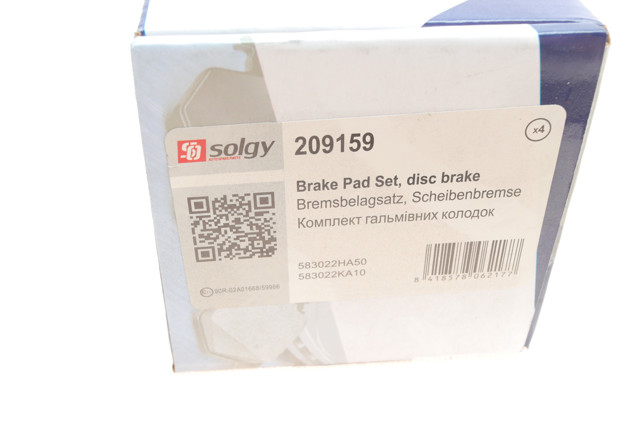 Okładziny (klocki) do hamulców tarczowych tylne Solgy 209159