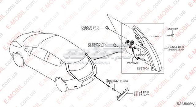 3314207R Koito Lampa odblaskowa zderzaka tylnego prawa