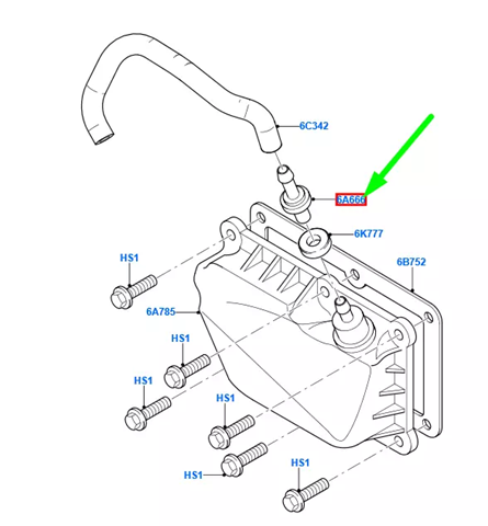 Zawór PCV odpowietrzający silnik 1702150 Ford