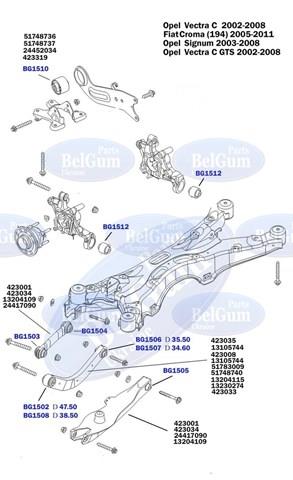 Silentblock tylnego wahacza podłużnego przedni Belgum BG1510 cena, od 15,44 USD