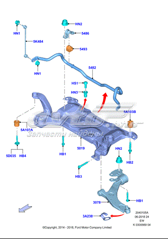 Śruba mocowania belki tylnej Ford Focus 3 (CB8)