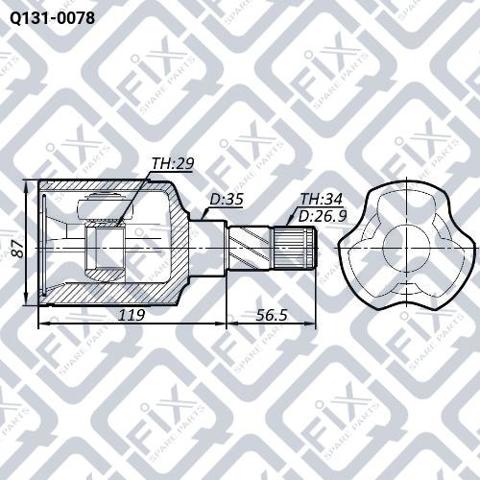 Przegub homokinetyczny przedni wewnętrzny Q-fix Q1310078 cena, od 52,05 USD
