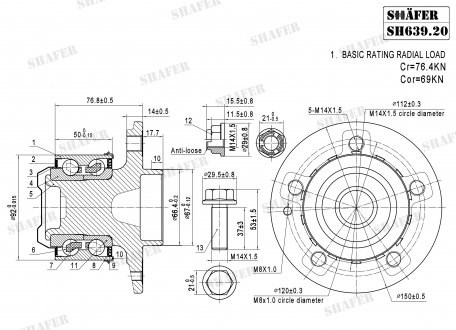 SH63920K Shafer piasta przednia