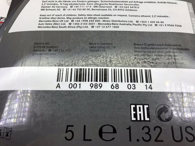 Olej przekładniowy Mercedes A001989680314 cena, od 76,81 USD