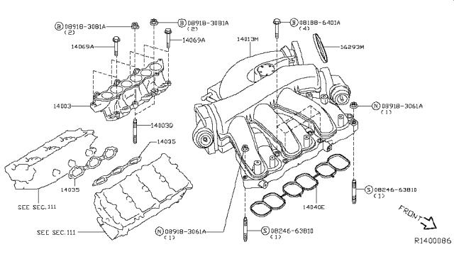 Uszczelka kolektora ssącego Nissan/Infiniti 14035JA10C cena, od 24,10 USD
