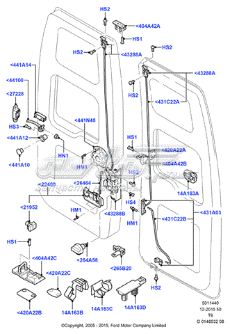 Linka (cięgno) zamka drzwi tylnych lewych Ford Transit (V347/8)