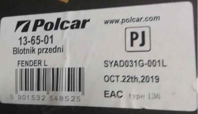 Błotnik przedni lewy 136501 Polcar
