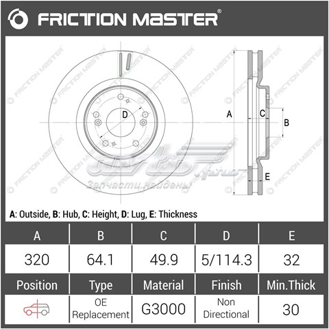 Tarcza hamulcowa przednia Friction Master R1914 cena, od 84,15 USD