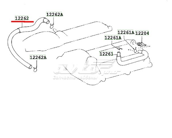 Do koszyka Króciec wentylacji kadłuba (separatora oleju) Toyota Land Cruiser PRADO ASIA J12