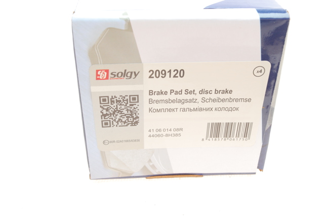 Okładziny (klocki) do hamulców tarczowych tylne Solgy 209120
