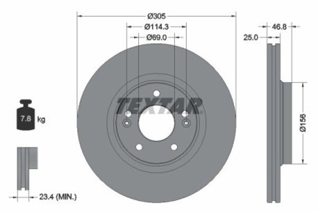 92292205 Textar tarcza hamulcowa przednia