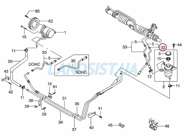 Przewód hydraulicznego układu wspomagania wysokiego ciśnienia, od pompy do maglownicy (mechanizmu) ЗАЗ SENS 