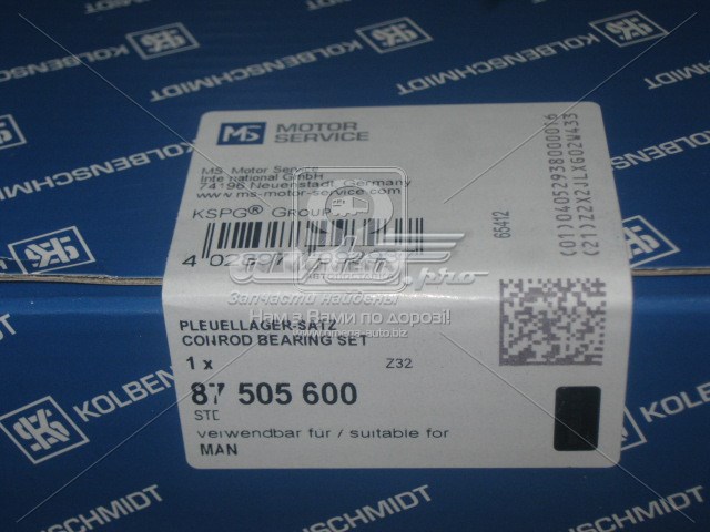 Panewki korbowodowe wału korbowego, zestaw, standardowe (STD) 87505600 Kolbenschmidt