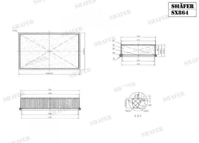 Filtr powietrza Shafer SX864 cena, od 8,84 USD