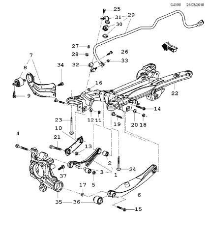 Wahacz  zawieszenia tylnego górny prawy 22940356 General Motors