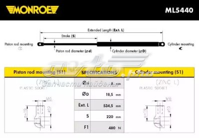 Do koszyka 430719043300 Magneti Marelli Amortyzator klapy bagażnika (3/5 drzwi-tylnych)
