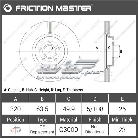 Tarcza hamulcowa przednia Friction Master R1125 cena, od 50,16 USD