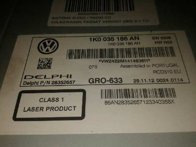 Do koszyka Radioodtwarzacz (radio AM/FM) Volkswagen Passat B7 362