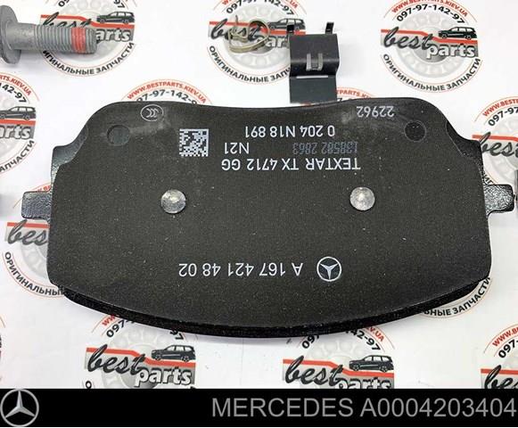 A0004203404 Mercedes Klocki hamulcowe przednie tarczowe