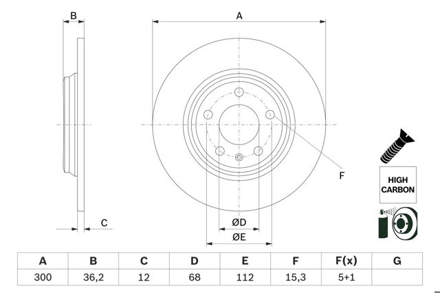 0 986 479 E33 Bosch tarcza hamulcowa tylna