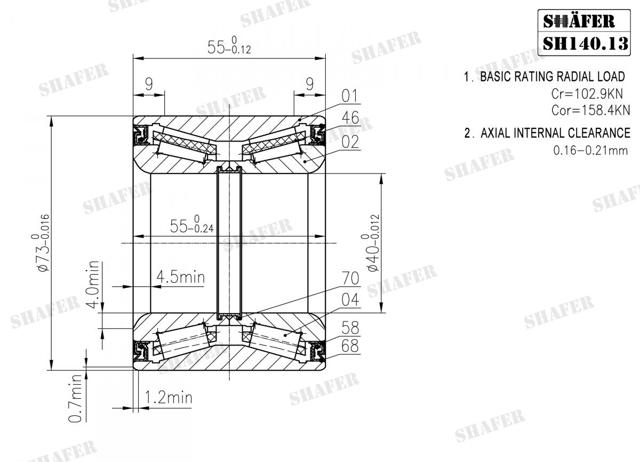 Łożysko piasty przedniej SH14013 Shafer