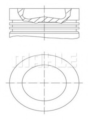 028PI00100001 Mahle Original Tłok, komplet do jednego cylindru, 1. naprawa (+0,25)