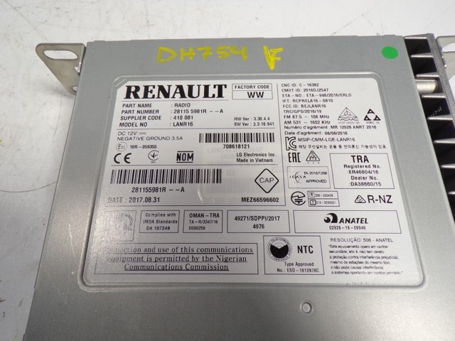 Radioodtwarzacz (radio AM/FM) Renault Megane IV kombi (K9A, K9M, K9N) (2016 - 2026) cena, od 270,28 USD