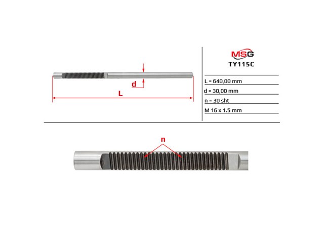 Listwa kierownicza (maglownica) TY115 MSG