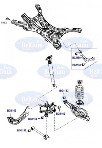Silentblock wahacza poprzecznego tylnego wewnętrzny Belgum BG1163 cena, od 15,15 USD
