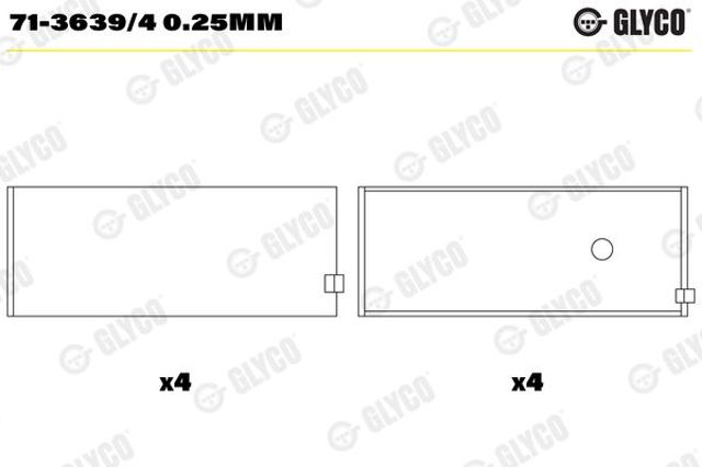 7136394025MM Glyco Panewki korbowodowe wału korbowego, zestaw, 1. naprawa (+0,25)