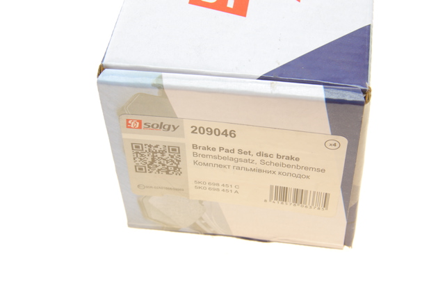 Okładziny (klocki) do hamulców tarczowych tylne 209046 Solgy