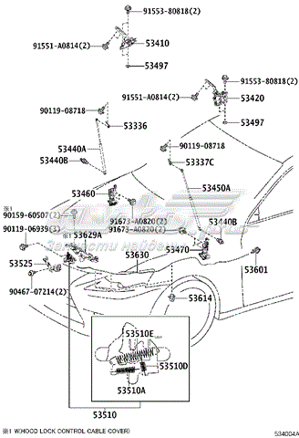Zawias maski prawy Toyota 5341053100