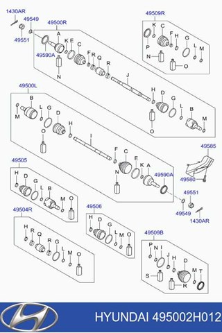495002H012 Hyundai/Kia Półoś napędowa przednia prawa